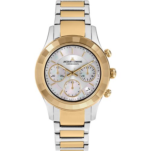 Jacques Lemans 1-2151G Damen-Armbanduhr Chronograph Bicolor