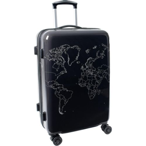 Reisekoffer Weltkarte Schwarz Hartschalentrolley Mittelgroß Trolley Bowatex