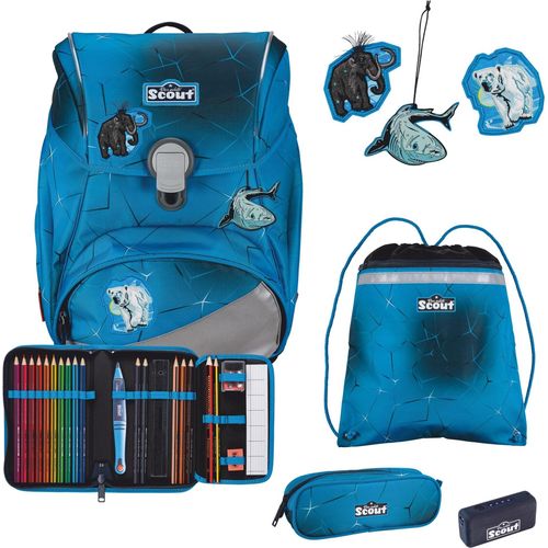 Scout Schulranzen Safety Light Alpha Set 4-teilig Polar Blue blau