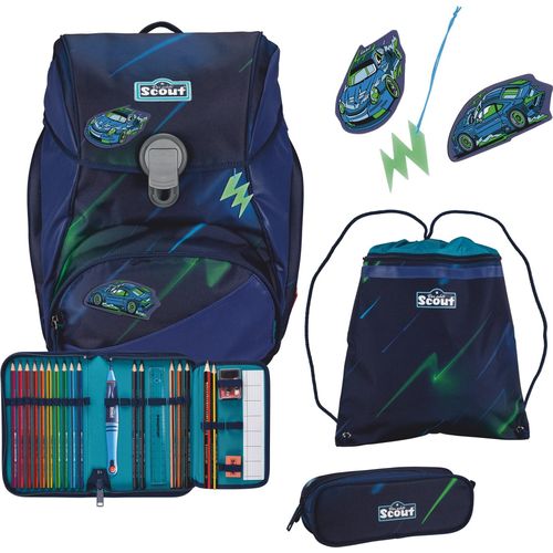 Scout Schulranzen Superflash Alpha Set 4-teilig City Lights dunkelblau