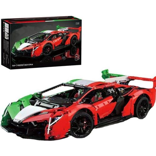 Spielbausteine KBox 10222 1:8 Dreifarbig Modell-Sportauto,Rennauto,Montagespielzeug 3611PCS Bausteine Modell Geschenk