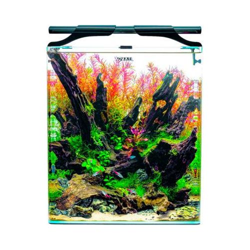 Aquarium OptiBent 70 weiss, ca. 68 l mit LED Beleuchtung, Heizer, Innenfilter und Unterlage, Weißglas Nanoaquarium
