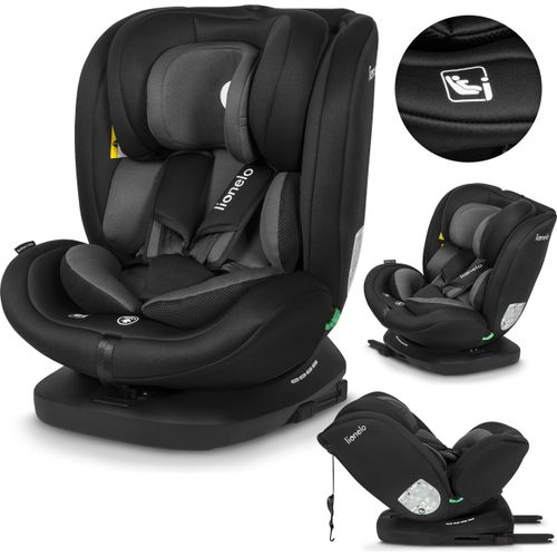 Lionelo Bastiaan i-Size Autokindersitz ab Geburt bis 12 Jahre, ab 0 kg bis 36 kg, i-Size, Isofix + Top Tether - Schwarz Grau