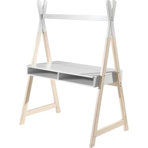 Kinderschreibtisch ></noscript>KIDDY< in Weiß/Natur - 116x159,6x74,8 (BxHxT)