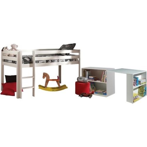 Funktionsbett ></noscript>PINO< in Bett Kiefer massiv, Beimöbel MDF weiß lackiert