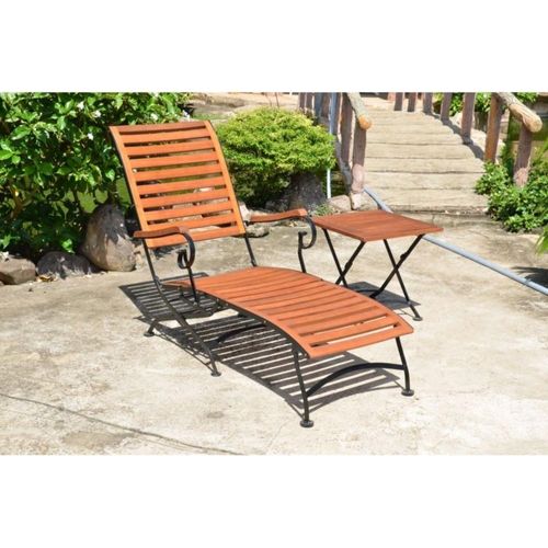 Gartenliege ></noscript>Wien< in braun aus Eukalyptus - 64x89x136cm (BxHxT)