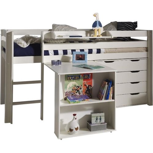 Funktionsbett ></noscript>PINO< in Bett Kiefer massiv, Beimöbel MDF weiß lackiert