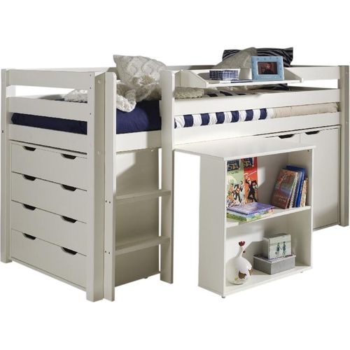 Funktionsbett ></noscript>PINO< in Bett Kiefer massiv, Beimöbel MDF weiß lackiert