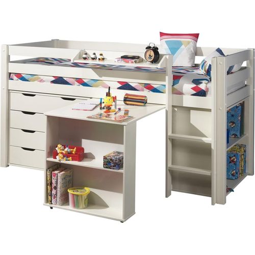 Funktionsbett ></noscript>PINO< in Bett Kiefer massiv, Beimöbel MDF weiß lackiert