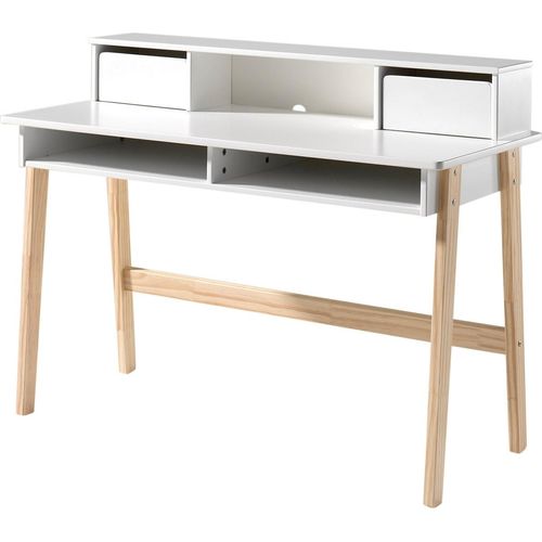 Kinderschreibtisch ></noscript>KIDDY< in Weiß aus Massiv Kiefer und MDF - 120x87x60 (BxHxT)