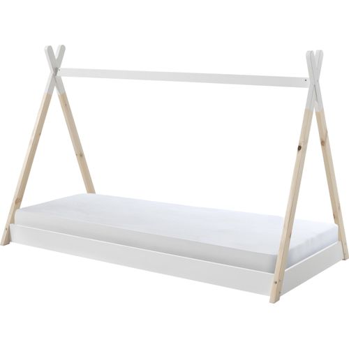 Hausbett ></noscript>TIPI< in Weiß/Natur aus Massive Kiefer - 206x135,5x105,5cm (BxHxT)
