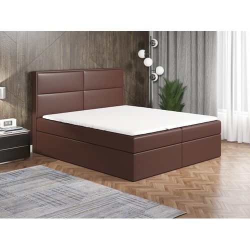 Boxspringbett ROGER 120x200 mit 2 Bettkästen, Bonell-Matratze und Topper. Dekorative Stifte an den Seiten der Kopfstütze. Bett Komplett-Set mit Matratze,Bettkasten & Kopfteil. Stoff Eko Cayenne. Elegantes Bett mit massives Kopfteil.