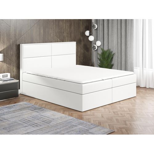 Boxspringbett ROGER 140x200 mit 2 Bettkästen, Bonell-Matratze und Topper. Dekorative Stifte an den Seiten der Kopfstütze. Bett Komplett-Set mit Matratze,Bettkasten & Kopfteil. Stoff Eko Cayenne. Elegantes Bett mit massives Kopfteil.