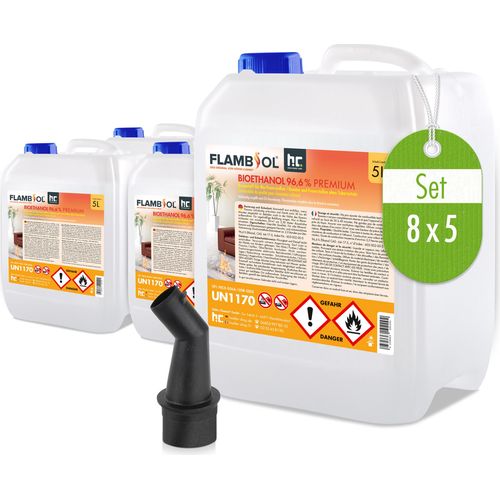 8x 5L FLAMBIOL® Bioethanol 96,6% Premium für Kamine & Ethanol-Brenner