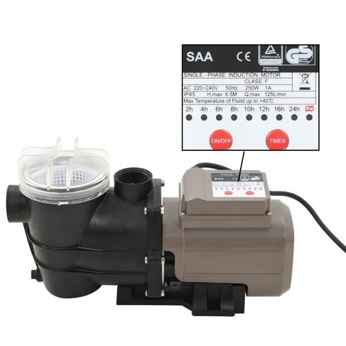 Poolpumpe mit Timer Schwarz 0,25 PS 8000 L/h , Poolzubehör Design 2024