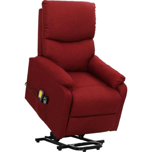 Massagesessel mit Aufstehhilfe Weinrot Stoff