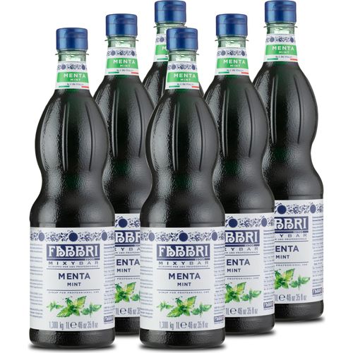 Food-United MIXYBAR-PFEFFERMINZE-FABBRI Minzsirup 6x1L PET-Flasche - Sciroppo Di Menta Italien - ohne Konservierungsmittel - Getränkesirup geeignet für Cocktails & Soft-Drinks - Getränke mit & ohne Alkohol oder für Mint-Latte Rum Spirituosen - auch für