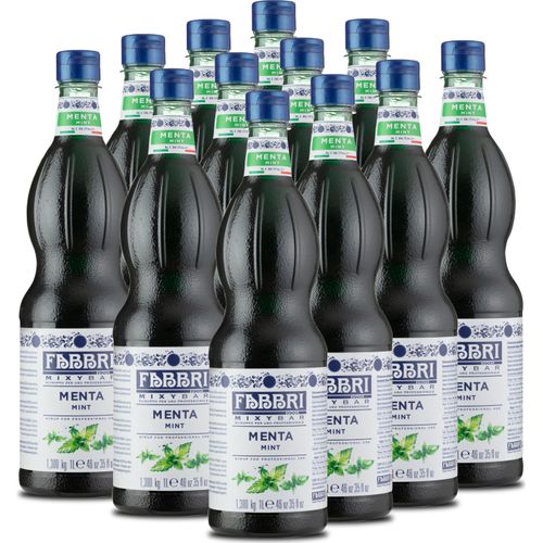Food-United MIXYBAR-PFEFFERMINZE-FABBRI Minzsirup 12x1L PET-Flasche - Sciroppo Di Menta Italien - ohne Konservierungsmittel - Getränkesirup geeignet für Cocktails & Soft-Drinks - Getränke mit & ohne Alkohol oder für Mint-Latte Rum Spirituosen - auch für