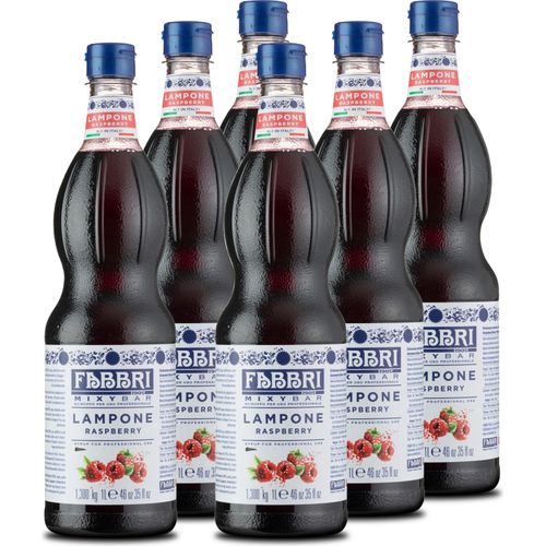 Food-United MIXYBAR-HIMBEERE-FABBRI Sirup 6x1L PET-Flasche - Sciroppo Di Lampone Italien - ohne Aroma- & Konservierungsmittel - geeignet für Frucht-Eis Sorbets Säfte Spirituosen Bier, Drinks mit und ohne Alkohol oder für Spritz-Skiwasser Aperitifs - Coc