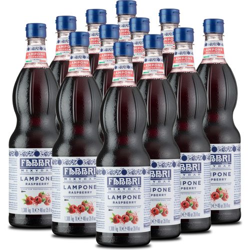 Food-United MIXYBAR-HIMBEERE-FABBRI Sirup 12x1L PET-Flasche - Sciroppo Di Lampone Italien - ohne Aroma- & Konservierungsmittel - geeignet für Frucht-Eis Sorbets Säfte Spirituosen Bier, Drinks mit und ohne Alkohol oder für Spritz-Skiwasser Aperitifs - Coc