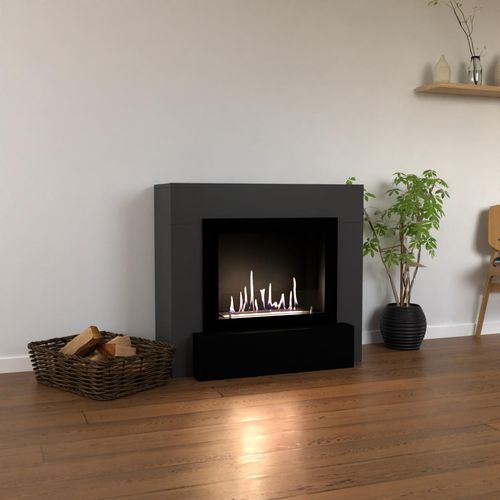 GLOW FIRE Ethanol Kamin 'Odda' | Ethanolofen in Grau mit 3 Std. Brenndauer und 2 KW Heizleistung | BxHxT: 99x90x45 cm