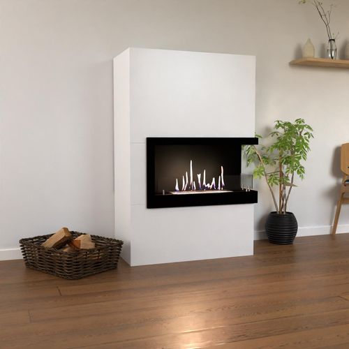 GLOW FIRE Ethanol Kamin 'Halden Rechts' | Ethanolofen in Weiss mit 3 Std. Brenndauer und 2 KW Heizleistung | BxHxT: 90x140x37 cm