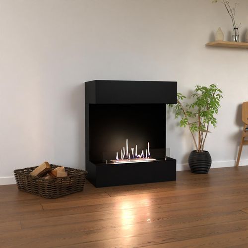 GLOW FIRE Ethanol Kamin 'Kongsberg' | Ethanolofen in schwarz mit 3 Std. Brenndauer und 2 KW Heizleistung | BxHxT: 83,8x100x41,3 cm