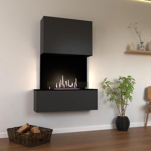 GLOW FIRE Ethanol Kamin 'Levanger' | Ethanolofen in Grau mit 3 Std. Brenndauer und 2 KW Heizleistung | BxHxT: 104x150x25,8 cm