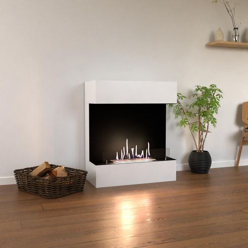 GLOW FIRE Ethanol Kamin 'Kongsberg' | Ethanolofen in weiß mit 3 Std. Brenndauer und 2 KW Heizleistung | BxHxT: 83,8x100x41,3 cm