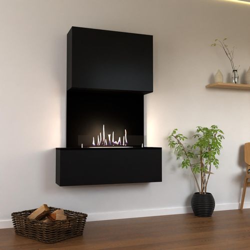 GLOW FIRE Ethanol Kamin 'Levanger' | Ethanolofen in Schwarz mit 3 Std. Brenndauer und 2 KW Heizleistung | BxHxT: 104x150x25,8 cm