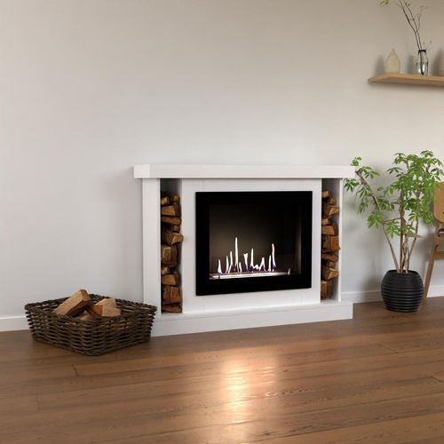 GLOW FIRE Ethanol Kamin 'Hamar' | Ethanolofen in weiss mit 3 Std. Brenndauer und 2 KW Heizleistung | BxHxT: 120,4x88,9x38 cm
