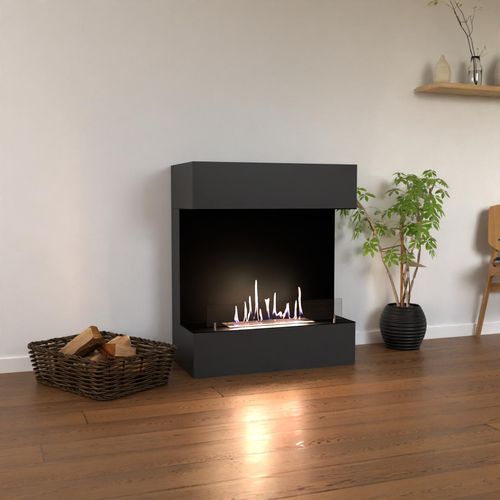 GLOW FIRE Ethanol Kamin 'Kongsberg' | Ethanolofen in grau mit 3 Std. Brenndauer und 2 KW Heizleistung | BxHxT: 83,8x100x41,3 cm