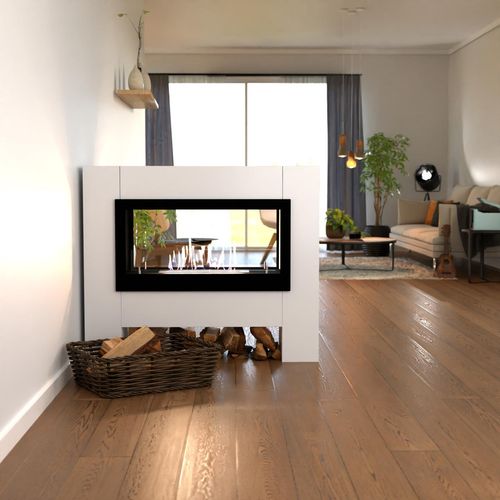 GLOW FIRE Ethanol Kamin 'Harstad ' | Ethanolofen in weiß mit 3 Std. Brenndauer und 2 KW Heizleistung | BxHxT: 114,2x98,5x29,8 cm