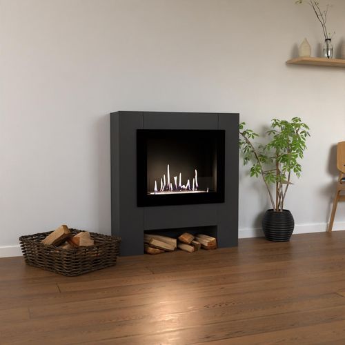 GLOW FIRE Ethanol Kamin 'Harstad RW' | Ethanolofen in Grau mit 3 Std. Brenndauer und 2 KW Heizleistung | BxHxT: 114,2x95,8x29,8 cm