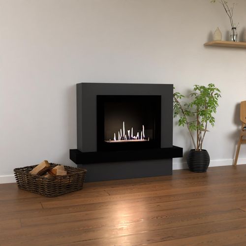 GLOW FIRE Ethanol Kamin 'Larvik' | Ethanolofen in grau mit 3 Std. Brenndauer und 2 KW Heizleistung | BxHxT: 114x97x32 cm
