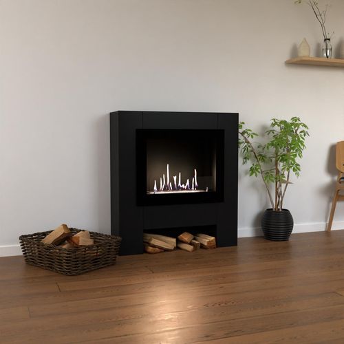 GLOW FIRE Ethanol Kamin 'Harstad RW' | Ethanolofen in schwarz mit 3 Std. Brenndauer und 2 KW Heizleistung | BxHxT: 114,2x95,8x29,8 cm