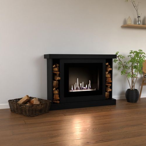 GLOW FIRE Ethanol Kamin 'Hamar' | Ethanolofen in schwarz mit 3 Std. Brenndauer und 2 KW Heizleistung | BxHxT: 120,4x88,9x38 cm