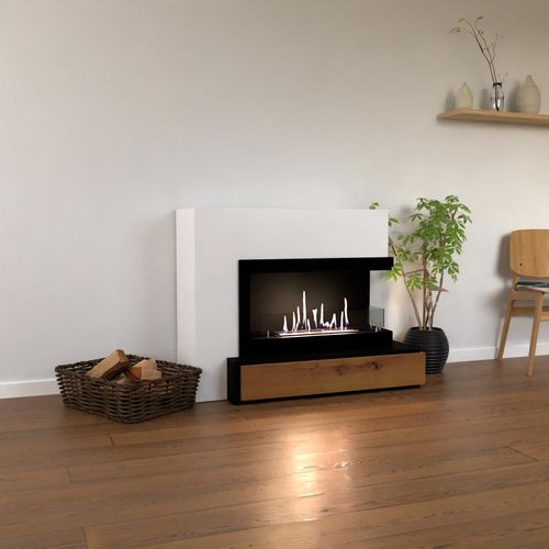 GLOW FIRE Ethanol Kamin 'Narvik Rechts' | Ethanolofen in weiß mit 3 Std. Brenndauer und 2 KW Heizleistung | BxHxT: 100x89,7x51,5 cm