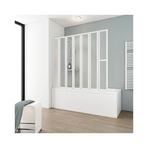 Badewannenaufsatz 7-teilig SCHULTE Komfort 159 x 140 cm Glasdekor Tropfen Profilfarbe weiß D1317 04 01 140