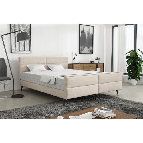 Polsterbett Doppelbett CREMONA 160x200cm Stoff Gemma Beige ohne Matratze