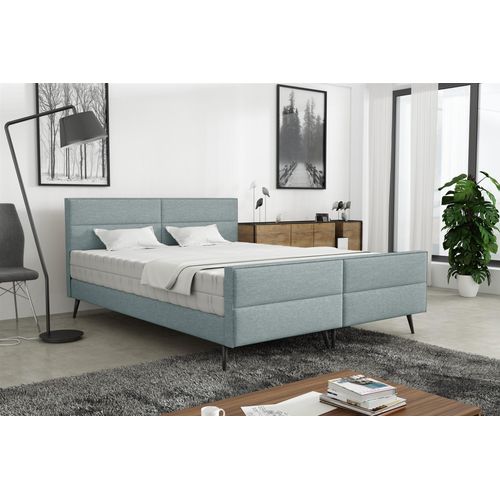 Polsterbett Doppelbett CREMONA 140x200cm Stoff Gemma Eisblau ohne Matratze
