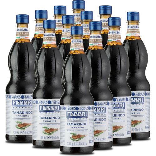 Food-United MIXYBAR-TAMARINDEN-FABBRI Sirup 12x1L PET-Flasche - Sciroppo Di Tamarindo Italien - ohne Konservierungsmittel - Getränkesirup geeignet für Cocktails & Soft-Drinks - Getränke mit & ohne Alkohol oder für Chucky Cocktail Whisky Chinotto Spirituo