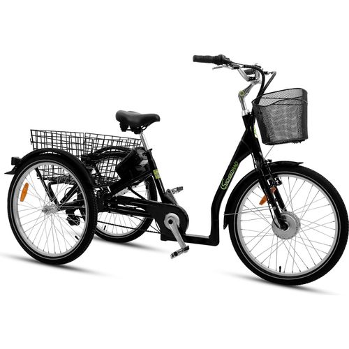 SachsenRad T3A Trio Lastenrad mit Alarmanlage, ElektroDreirad Klapprad, der Akku hält extra lange durch, mit Shimano 7-Gang-Kettenschaltung