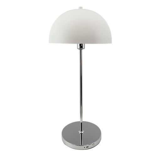 Tischlampe, Kabellos Dimmbar Tischleuchte, Led Tischleuchte Metall, Leselampe, USB Wiederaufladbare, Lago Weiß Chrom