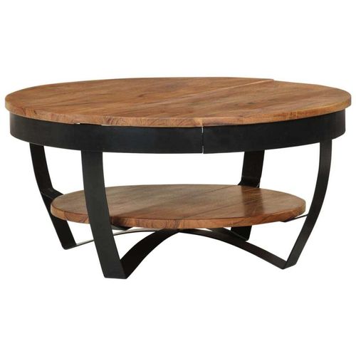 Couchtisch rund Massivholz Mango Akazie recycel Massivholz 65 cm Vintage Tisch, Holz Arten:Akazie Massivholz