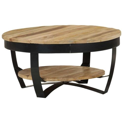 Couchtisch rund Massivholz Mango Akazie recycel Massivholz 65 cm Vintage Tisch, Holz Arten:Raues Mange Massivholz