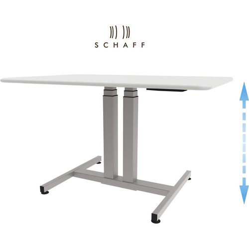 Schaff höhenverstellbarer Schreibtisch Progress | mit Gasfeder | Höhe 64 bis 106 cm | Tischplatte 120x80 cm | Gestell Silber