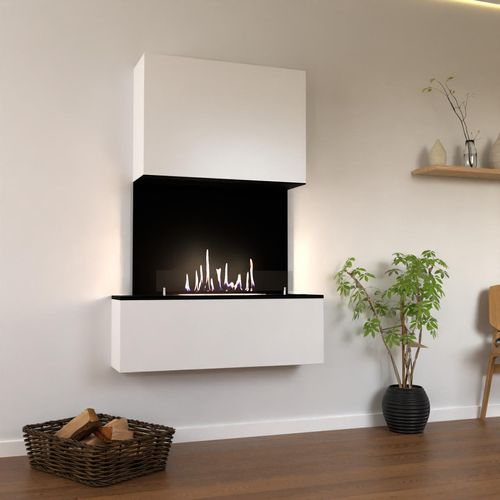 GLOW FIRE Ethanol Kamin 'Levanger' | Ethanolofen in Weiss mit 3 Std. Brenndauer und 2 KW Heizleistung | BxHxT: 104x150x25,8 cm