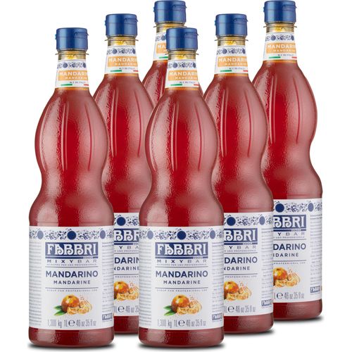 Food-United MIXYBAR-MANDARINE-FABBRI Sirup 6x1L PET-Flasche - Sciroppo Di Mandarino Italien - ohne Aroma- & Konservierungsmittel - geeignet für Frucht-Eis Sorbets Säfte helle Spirituosen, Drinks mit und ohne Alkohol oder für Spritz-Due-Soli SBritz d’Ora
