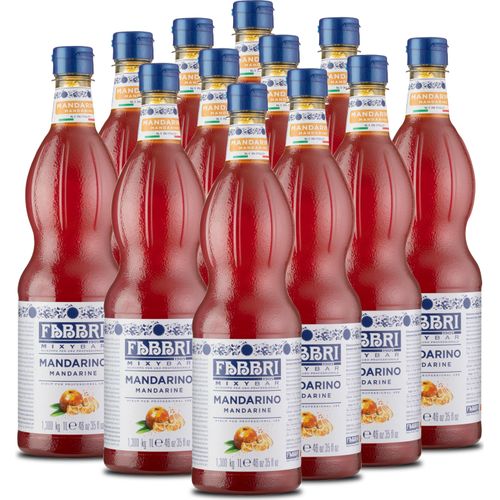 Food-United MIXYBAR-MANDARINE-FABBRI Sirup 12x1L PET-Flasche - Sciroppo Di Mandarino Italien - ohne Aroma- & Konservierungsmittel - geeignet für Frucht-Eis Sorbets Säfte helle Spirituosen, Drinks mit und ohne Alkohol oder für Spritz-Due-Soli SBritz d’Ora